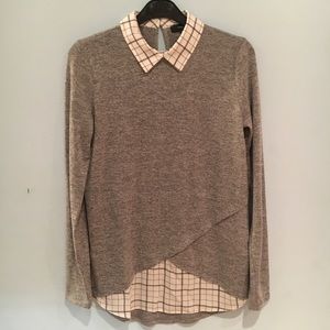 NWOT Grey Collared Long Sleeve Top
